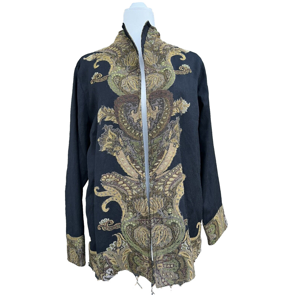 Anu 100% Wool Embroidered Art to Wear Open Style Size L Cardigan A000213